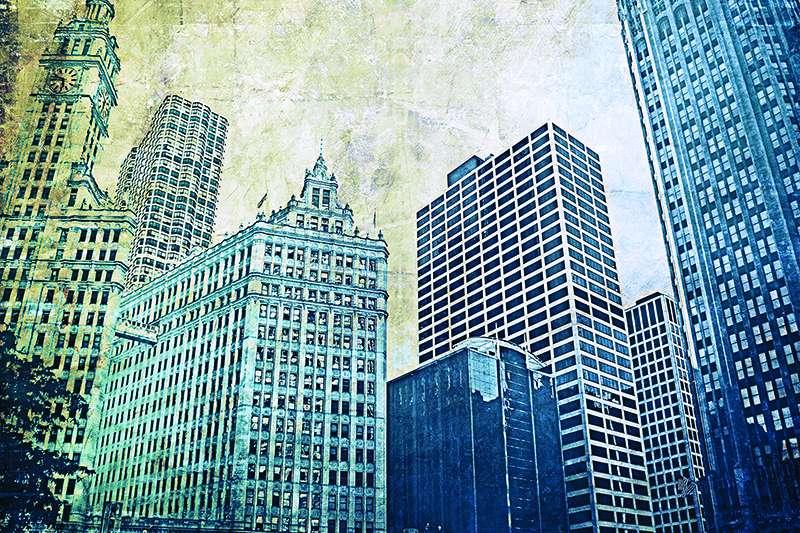 Carta da parati City blue shade