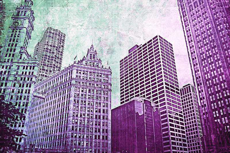 Carta da parati City purple shade