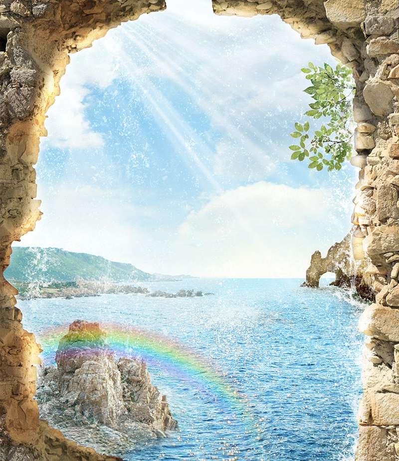 Carta da parati Arco vista mare