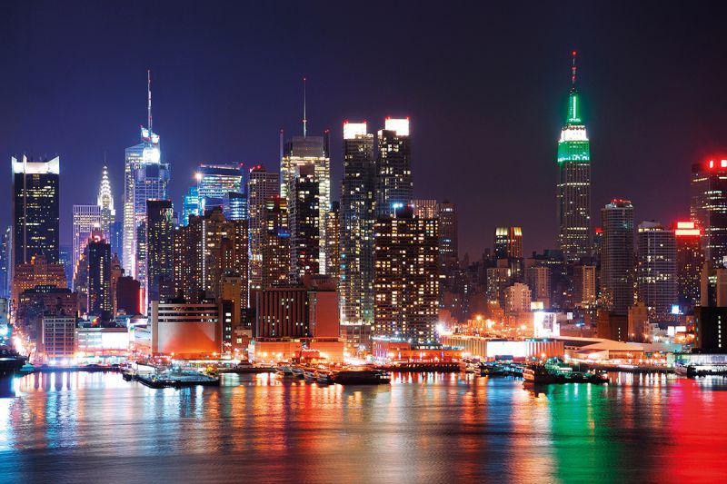 Carta da parati New York, Manhattan Luci Notturne