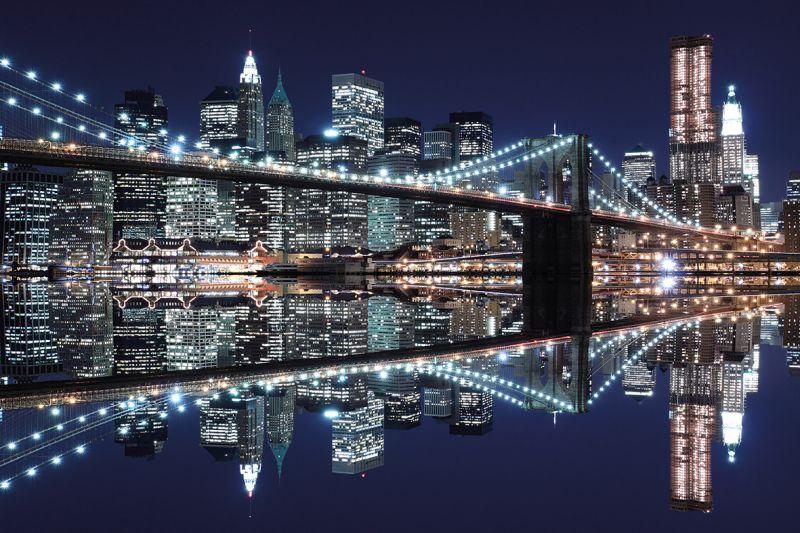 Carta da parati New York, Manhattan Skyline Night