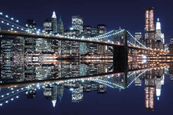 Carta da parati New York, Manhattan Skyline Night