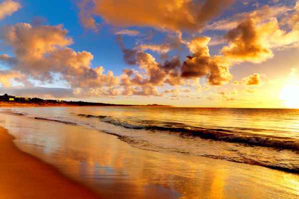 Carta da parati Onde dorate al tramonto