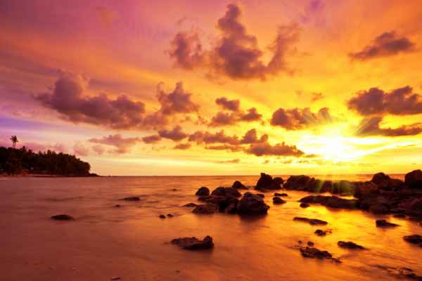 Carta da parati Spiaggia tropicale al tramonto