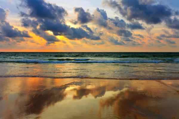 Carta da parati Tramonto su spiaggia tropicale