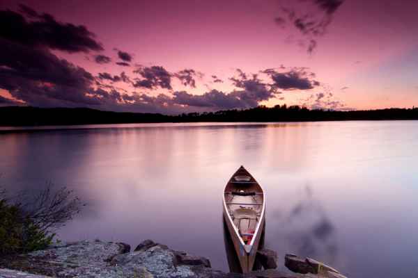 Carta da parati Tramonto con canoa